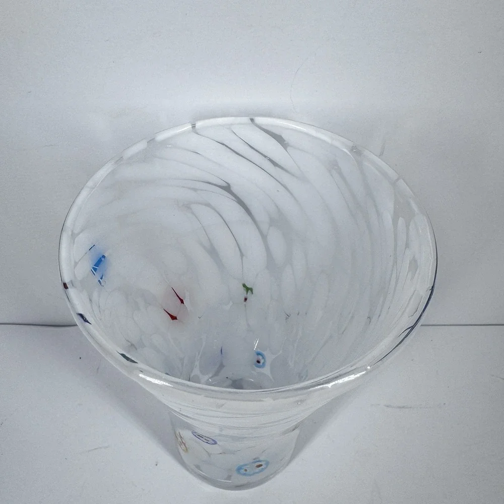 Amici Hand Blown Art Glass‎ Tumbler Millefiori Confetti Swirl 6in